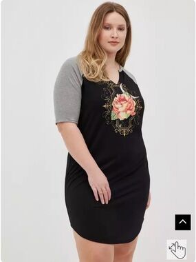 Torrid Flower Moon Super Soft Varsity T-Shirt Dress Plus Size 3X 22/24 NWT